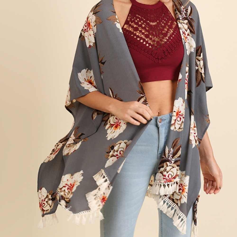 Floral Kimono w/Fringe